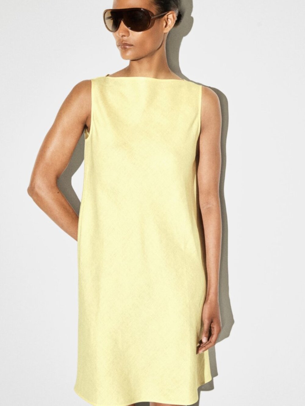 NWOT COS Tailored Linen Mini Dress Size 12 in Butter Yellow